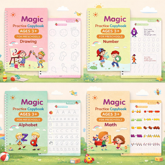 Relivica™ Little Writers Learning Kit (4 Books,1 Pen,1 Grip,10 Refill)