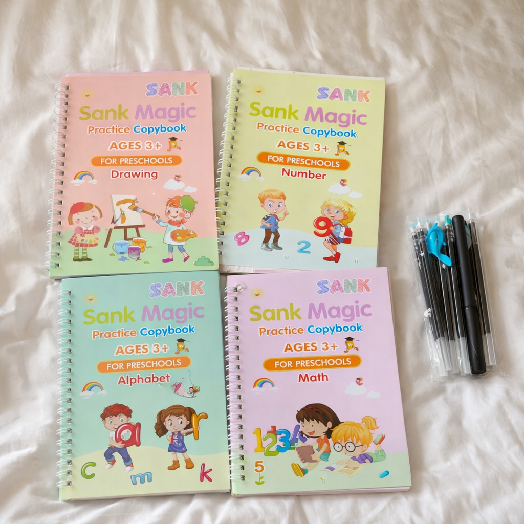 Relivica™ Little Writers Learning Kit (4 Books,1 Pen,1 Grip,10 Refill)
