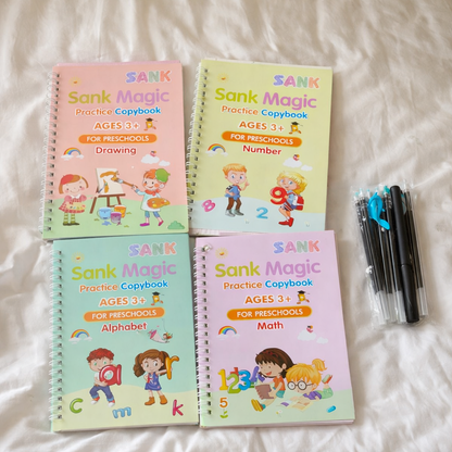 Relivica™ Little Writers Learning Kit (4 Books,1 Pen,1 Grip,10 Refill)