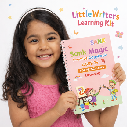 Relivica™ Little Writers Learning Kit (4 Books,1 Pen,1 Grip,10 Refill)