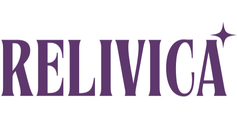 Purple 'RELIVICA' logo on a white background